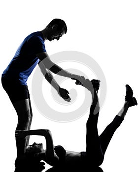 Couple woman man exercising workout