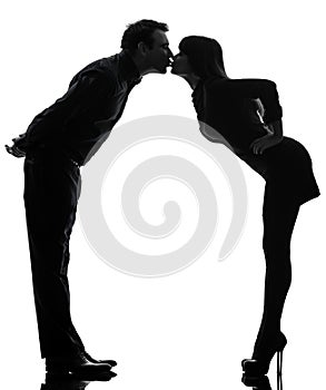 Couple woman man kissing full length silhouette
