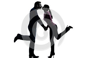 Couple woman man lovers kissing silhouette