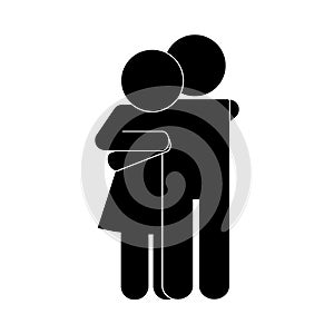 Couple of woman and man silhouette style icon vector design