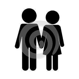 Couple of woman and man silhouette style icon vector design