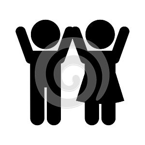 Couple of woman and man silhouette style icon vector design