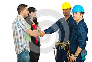 Couple and workers team agreement
