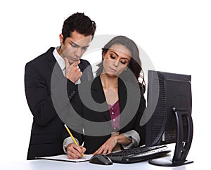 Couple working on a computer