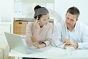 Couple working at home