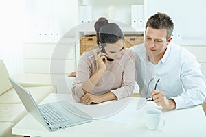 Couple working at home