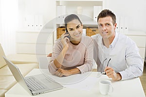 Couple working at home