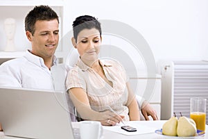 Couple working at home
