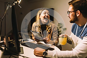 Couple working on new project.