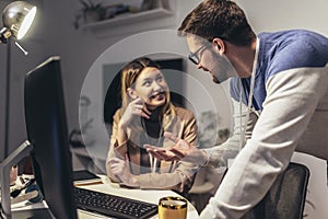 Couple working on new project.