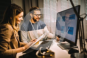 Couple working on new project.