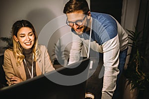 Couple working on new project.