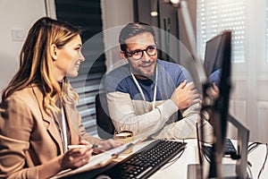 Couple working on new project.