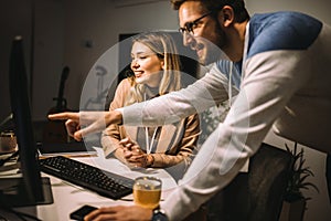 Couple working on new project.