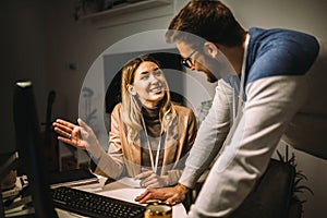 Couple working on new project.