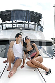 Couple in a yacht