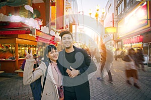 Couples of asian woman happiness and relaxing in dotonbori district one of most popular traveling destination in osaka japan