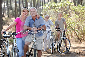 Couples on bike ride