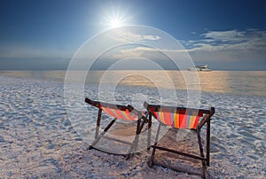 Couples chairs beach at sea side