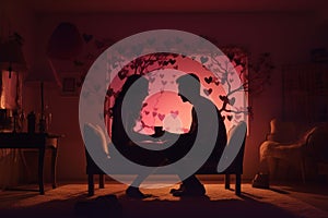 Couples Creating HeartShaped Shadow Puppets on