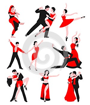 Couples dancing latin american romantic person and people dance man with woman ballroom entertainment together tango