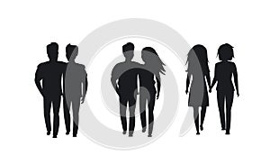 Couples of different sexual orientation silhouettes photo