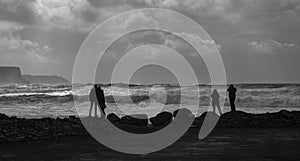 Couples, Doolin, Ireland B&W