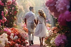 Couples Enjoying Romantic Strolls Through Flower