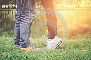 Couples foots park photo