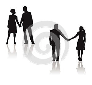 Couples holding hands silhouette