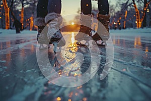 Couples on ice Romantic duos displaying coordinated winter skating fashion