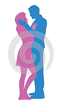 Couples illstration Loving copuple silhoutte photo