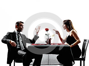 Couples lovers dating dinner dispute arguing