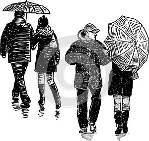 Couples in the rain photo