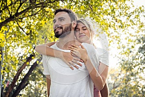 Couples show love to each other in the park