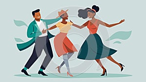 Couples twirl and sway to the smooth sounds of jazz and blues embodying the elegance and grace of African American dance photo