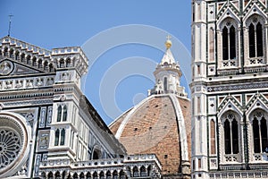 A coupole of Florences Cathedral, and parts of the Cathedral, aka Duomo