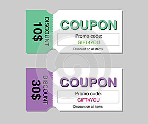 Set of 2 discount coupons