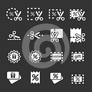 Coupon and discount icon set, vector eps10