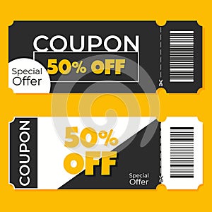 Coupons in 3D style. Blank coupon form. Ticket form. Discount coupon. Voucher