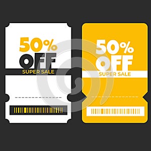 Coupons in 3D style. Blank coupon form. Ticket form. Discount coupon. Voucher
