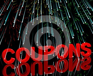 Coupons Word With Fireworks Showing Vouchers