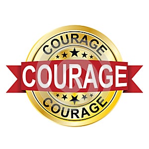 Courage red round golden web coin medal badge