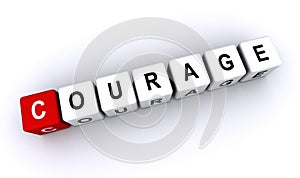 courage word block on white