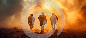 Courageous Soldiers in the Heat of Battle Military Action on the Front Lines, Generative Ai