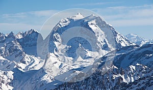 Courchevel Saulire aiguille fruit black slope sunset snowy mountain landscape France alpes