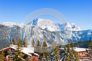 Courchevel ski resort in Alps mountains, France