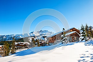 Courchevel ski resort in Alps mountains, France