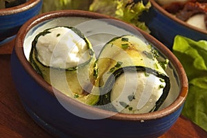 Courgette filled by the fetta cheese photo