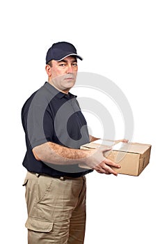 Courier delivering a package